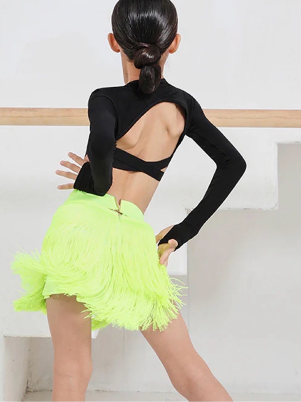 Z Girls Milk Silk Tassel Latin Dance Ballroom Skirt